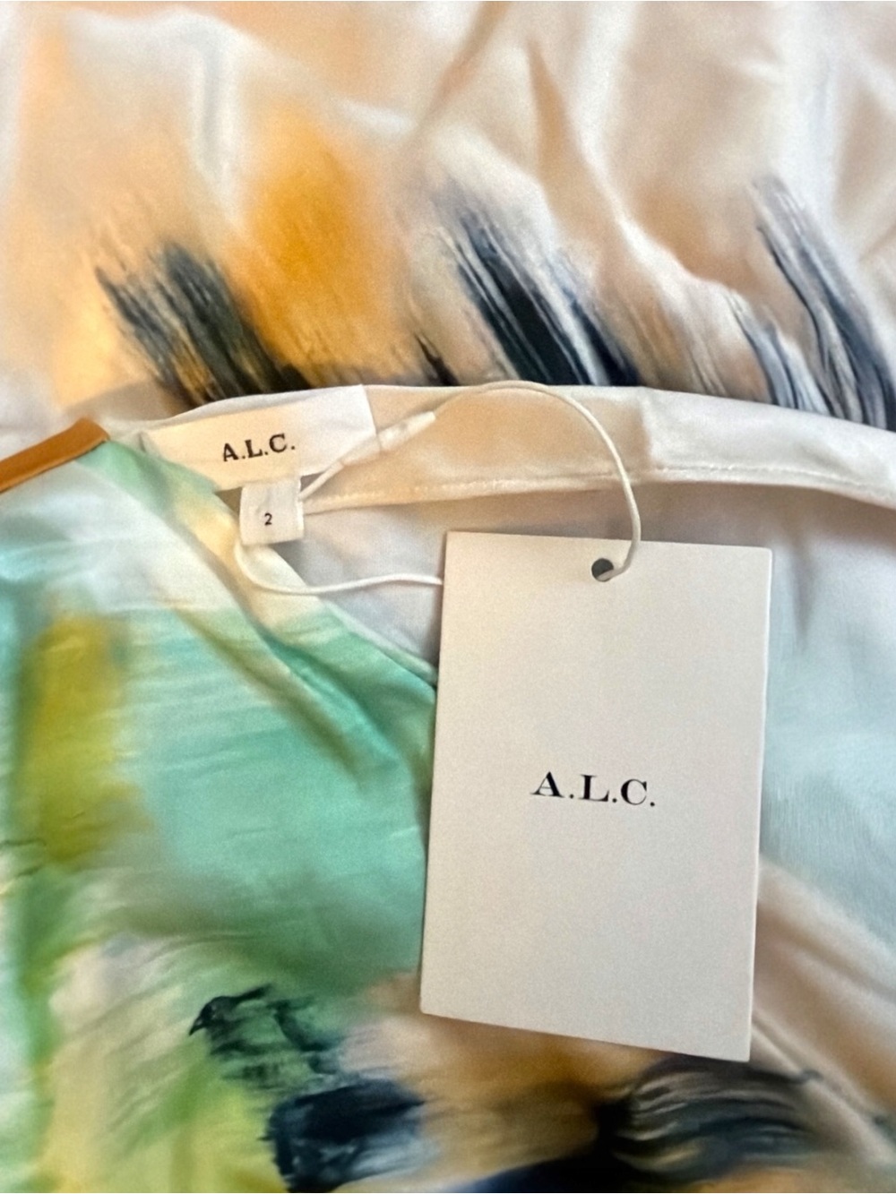 A.L.C. Penny Women’s Yellow Floral Satin Ruched Off-Shoulder Cocktail Maxi Dress - Picture 12 of 13